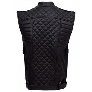 Durable reasonable price low MOQ Men's Motorcycle Club's Leather <b>Vest</b> breathable latest version Men's Motorcycle Leather <b>Vest</b> - Product Image 4