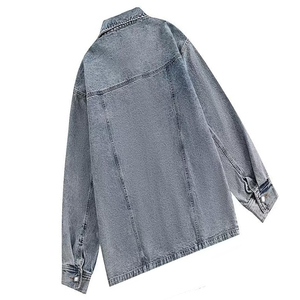 Veste en jean pour homme tendance, couleur grise, quatre poches sur le devant, col rabattu, fermeture à boutons pression, veste en denim pour garçons - Product Image 4