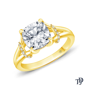 Anillo de compromiso de oro de 10K con diamantes cultivados en laboratorio, con detalles en baguette y redondos, estilo antiguo. Fabricante internacional mayorista y minorista OEM. - Product Image 5