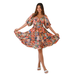 Vestido Mini Estampado con Volantes para Mujer, Vestido Casual - Product Image 1