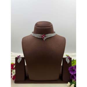 Indian Ethnic Aliya American Diamond <b>Gold</b> Plated Bridal Choker <b>Set</b> - Product Image 6