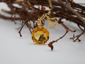 Colgante Octogonal de Citrino, Piedra de Nacimiento de Noviembre, Plata de Ley 925, Chapado en Oro de 14K, Joyería con Gema Dorada - Product Image 5