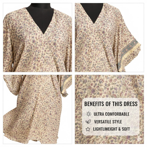 Caftán de Seda Habotai 100% Blanco Marfil Elite, Cuello en V, Manga con Volantes, Ropa de Dormir de Boutique, Vestido de Lujo Hecho a Mano, Obra Maestra para Mujer - Product Image 4