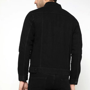 Veste en jean en coton noir uni doux pour homme, sans doublure, style décontracté, boutonnée sur le devant, pour l'automne, prix d'usine - Product Image 2