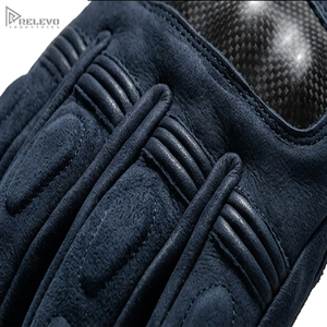 Guantes de Motocicleta Personalizados para Hombre, de Cuero Azul Marino Oscuro, con Protección de Nudillos de Fibra de Carbono, para Conducción y Carreras, OEM - Product Image 4