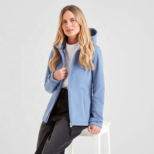 Chaqueta de lana con capucha para mujer, manga larga, color sólido, cierre de cremallera a prueba de viento, ropa de otoño, chaqueta de senderismo para mujer - Product Image 3