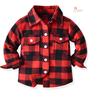 Chemises à carreaux décontractées à manches longues en coton doux pour bébés garçons, personnalisables avec impression, prix de gros - Product Image 1