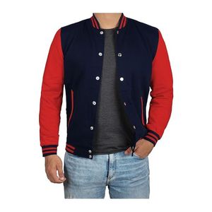 แจ็คเก็ตบอมเบอร์แบบ Letterman สำหรับผู้ชาย ผ้าขนสัตว์พรีเมียม แขนกันลม โลโก้ด้านหน้า สำหรับฤดูหนาว รับผลิตแบบ OEM ODM ปักลายโดยตรงจากโรงงาน - Product Image 1