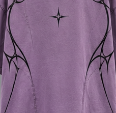 T-shirt graphique violet surdimensionné pour homme, imprimé étoiles, manches courtes, col rond, style streetwear - Product Image 5
