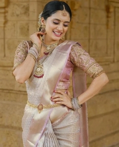 Indian Traditional Silk Woven <b>Tissue</b> Banarasi Party Saree Reversible Wrinkle-Free Quick Dry Autumn <b>Wedding</b> - Product Image 3