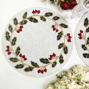 Sets de table perlés faits main de qualité supérieure, tapis de table brodés complexes pour une décoration élégante de la salle à manger, magnifiques sets de table perlés - Product Image 4
