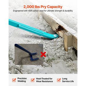 Leva Demolitrice in Acciaio al Carbonio Rinforzato da 52,5 Pollici, Capacità di Carico 2000 Libbre, Barra a Leva Lunga 56 Pollici per Demolizione Calcestruzzo - Product Image 3