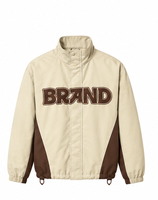 Survêtement coupe-vent imperméable 100 % polyester, avec doublure imprimée OEM, design de veste et pantalon à fermeture éclair, poids lourd, écologique