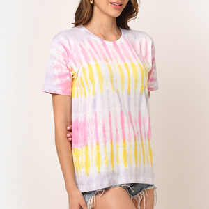 Women's Tie <b>Dye</b> Short Sleeve O-Neck T-Shirt Loose Fit Casual Cotton Jersey Spring Summer - Product Image 5