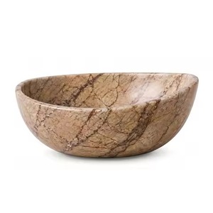 Bol de service en marbre gris veiné noir moderne, sur pied, en forme d'entonnoir, avec support à quatre pieds, idéal pour restaurant et cuisine - Meilleures ventes - Product Image 3