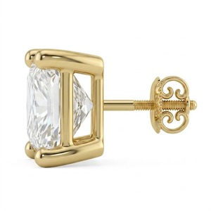 Pendientes de Oro Amarillo de 9K al por Mayor para Hombre con Diamante Cultivado en Laboratorio de Corte Princesa de 0.325CT, Solitario de 4 Puntas, Joyería Fina - Product Image 2