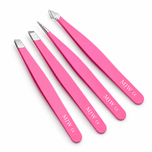 Wholesale <b>Pink</b> Eyebrow Tweezers <b>Set</b> Stainless Steel Precision Hair Removal Beauty <b>Tools</b> - Product Image 3