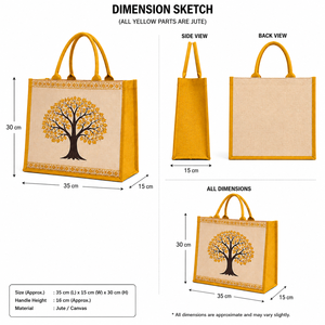 Sac de courses en toile de jute écologique 35x15x30cm motif arbre avec logo personnalisé et poignée supérieure - Product Image 2