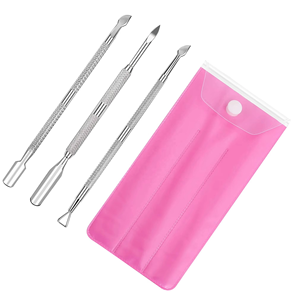 HABI INDUSTRIES Stainless Steel Professional <b>Nail</b> <b>Tools</b> Set Double Head Curved Blade Cuticle Pusher Manicure Pedicure Instrument - Product Image 3