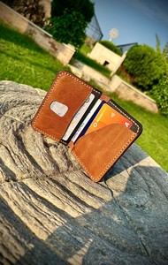 Anwar Enterprises Vintage Minimalist Genuine Leather Slim <b>Wallet</b> Brown No Closure <b>for</b> Credit <b>Cards</b> Below 2 Inch - Product Image 3