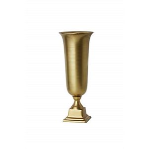 Vase à fleurs en métal argenté antique, élégant vase trompette en aluminium, centre de table de luxe sur piédestal pour mariage, fête, décoration intérieure - Product Image 2