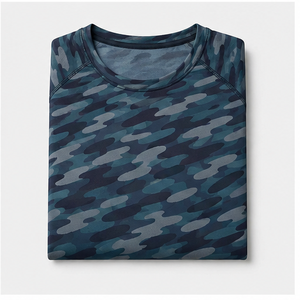 เสื้อยืดคอกลมแขนสั้นผู้ชายลายพรางสีเขียวอมฟ้าเข้มทรงสอบรุ่น MTS-CAMO-0013 - Product Image 6