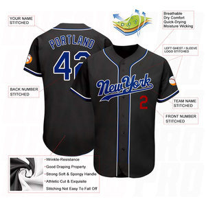 Maillot de baseball personnalisé noir et rouge royal authentique – Uniforme d'équipe premium personnalisé avec logo, nom et numéro du joueur – Respirant - Product Image 4