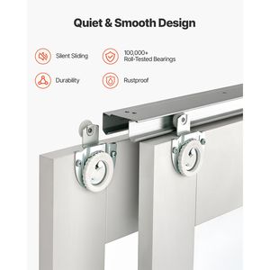 Kit Ferramenta per Porta Scorrevole a Soffietto da 48 Pollici con Doppio Vetro Satinato da 25 Pollici a 5 Vetri e Guida a Pavimento Solida per Porte Scorrevoli da 80 Pollici - Product Image 5