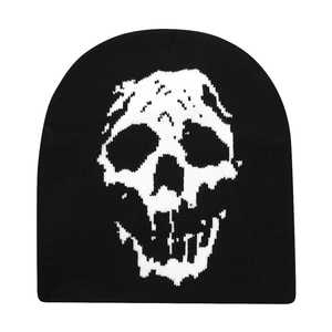 Gorro de Punto Negro VYRRA INTERNATIONAL, Unisex, para Adultos, Estilo Casual de Invierno, 56-58CM, Diseño Jacquard Punk, Patrón Sólido - Product Image 1