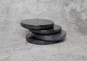 Gabriella Black Round Natural Marble Coaster Set With Elegant Stone Finish For Luxury Home Decor Coffee <b>Table</b> <b>Protection</b> - Product Image 4