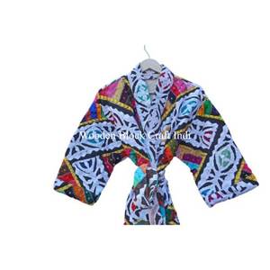 Handmade Winter Kantha Jacket Coat for Women Cutwork <b>kimono</b> <b>robe</b> With Unique Pattern For Winter And Party Wear - Product Image 4