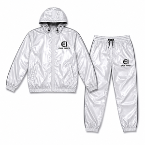 <b>Men's</b> Reflective Hooded Tracksuit Set Waterproof Windbreaker <b>Jacket</b> and Jogger Pants - Product Image 1