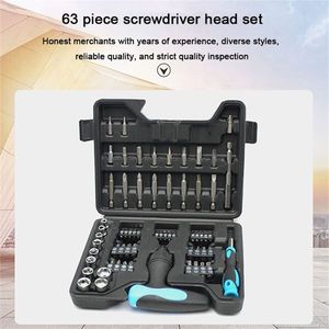 Set di 63 Pezzi di Cacciaviti Multifunzione con Impugnatura a Cricchetto, Include Punte Dritte, a Croce e a Stella, Set di Utensili Combinati per Uso Domestico - Product Image 1