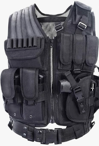 Gilet tactique TRIBON SPORTS TS-TV-014 en nylon noir, bretelles arquées souples, imperméable, poches utilitaires pour la chasse, 21L - Product Image 3