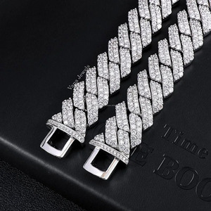 Wholesale 925 Sterling Silver Hip Hop Jewelry Premium 19MM Wide <b>Moissanite</b> Cuban Link <b>Bracelet</b> Exclusive for Export Buyers - Product Image 2