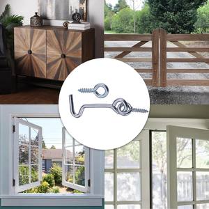 Crochets de porte et de fenêtre en acier robuste, crochet et œillet pour porte, arrêt de porte, crochets de verrouillage de fenêtre avec finition en zinc - Product Image 4