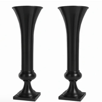 Set 2 Vas Logam Hitam Modern untuk Dekorasi Meja, Vas Lantai Logam Hitam Berkualitas Tinggi, Vas Bunga Tinggi