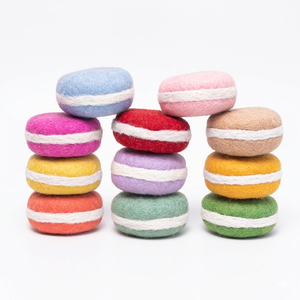 Handmade Needle Felted Macaron Set Colorful Eco-Friendly Wool Felt Dessert Toys for Kids & Montessori Educational Pretend Play - Product Image 1