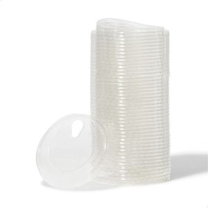 Coperchi Piatti Trasparenti in Plastica Naturale da 98mm per Bicchieri Monouso, Set da 50, Compatibili con TOSSWARE - Product Image 1
