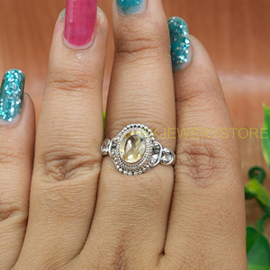 Anillo de Plata de Ley 925 Hecho a Mano con Piedra Preciosa de Citrino, Corte Ovalado, Citrino Amarillo Natural, Anillo de Plata Artesanal Estilo Boho Vintage - Product Image 3