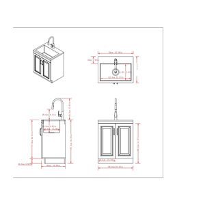 Mobile Lavanderia Darwin Deluxe 28 Pollici Bianco Puro con Rubinetto Estraibile e Lavello in Acciaio Inossidabile - Product Image 6