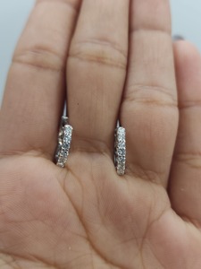Boucles d'oreilles créoles en or massif 14 carats avec diamant de laboratoire de 0,24 ct, bijoux délicats et minimalistes pour tous les jours et les fêtes, cadeau pour femme - Product Image 3