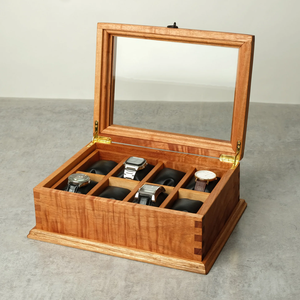Boîte à montres en bois au design exclusif, boîte à montres de luxe en bois d'acacia massif avec 8 compartiments et couvercle en acrylique à bon prix - Product Image 1