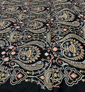 SQ embroidery fabric embroidered silk fabric abaya fabric <b>kaftan</b> material apparel sourcing wholesale garment manufacturing trade - Product Image 5