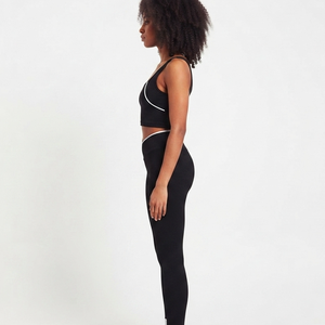 Leggings sans couture taille basse pour femme avec passepoil contrastant, extensibles, effet ventre plat, pour le yoga, l'entraînement, la gym, la course et le fitness - Product Image 6
