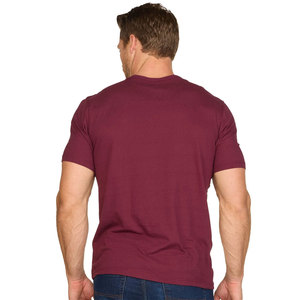 T-shirt en coton uni couleur vin à manches courtes pour homme, coupe ajustée, col rond, basique - Product Image 2