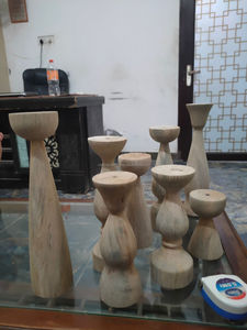 Support de bougie en bois fait main, forme ovale, décoration d'intérieur, support de bougie pour table à manger de cuisine, qualité supérieure - Product Image 2