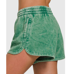 Shorts de mujer con lavado ácido, personalizables con logo, de buena calidad - Product Image 6