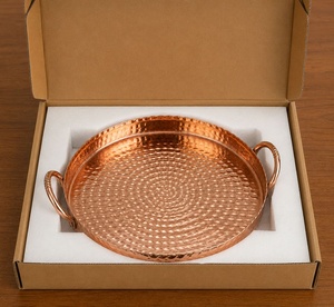 Bandeja de Cobre Hecha a Mano de 16 Pulgadas, Decoración Rústica para Mesa, Adorno para el Hogar, Hotel, Restaurante, Cocina, Bandeja para Servir - Product Image 5