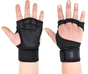 Breathable Gym <b>Gloves</b> Wrist Length Sports Training Half Finger Black Polyester Comfortable Fit - Product Image 4